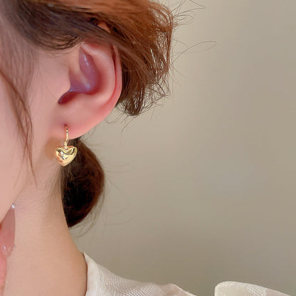 Metallic Simple Love Heart Small Fashion Elegant Earrings