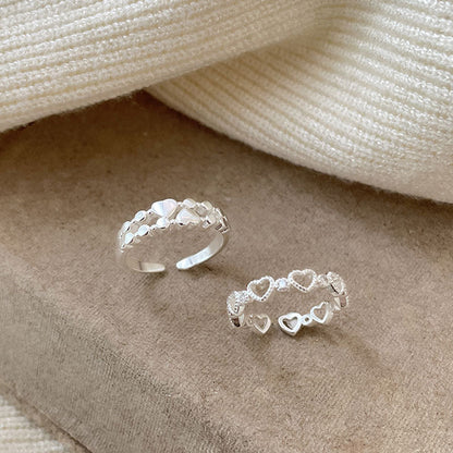 Heart Female Light Luxury Minority Design Heart-shaped Zircon Opening Rings