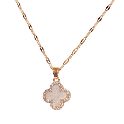 Flower Titanium Steel Female Niche Design Necklaces