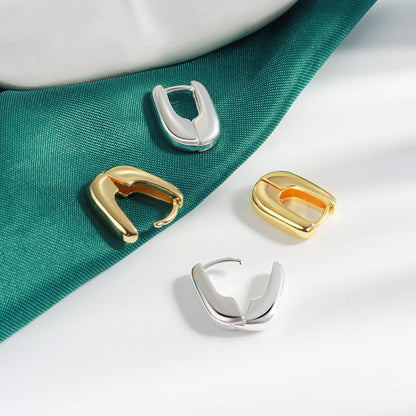 Cool Style Retro Geometric Ellipse Circle Ear Clip Earrings