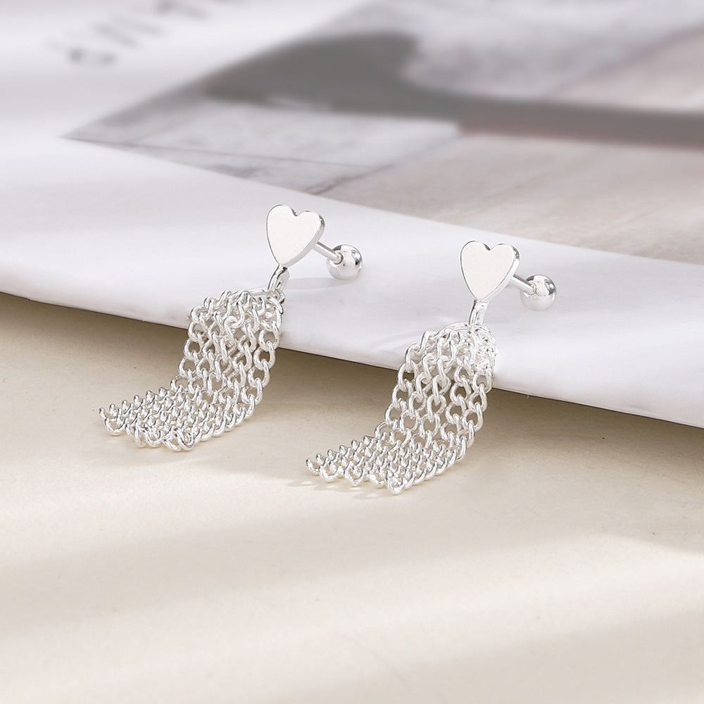 Heart Chain Tassel Popular Niche Design Earrings