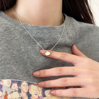 Women's Sier White Chalcedony Clavicle Chain Spring Oval Natural Necklaces