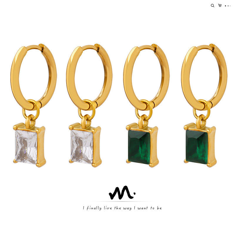 Personalized Face Repair Buckle Zircon Pendant Earrings