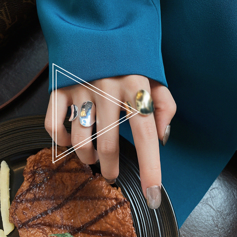 Women's Wide Glossy Open Tail Finger Cold Rings