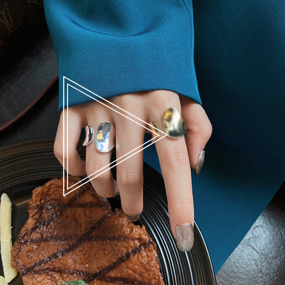Women's Wide Glossy Open Tail Finger Cold Rings