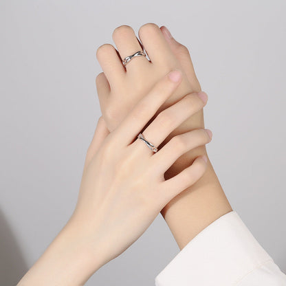 Roman Digital Life Couple Sterling Sier Rings