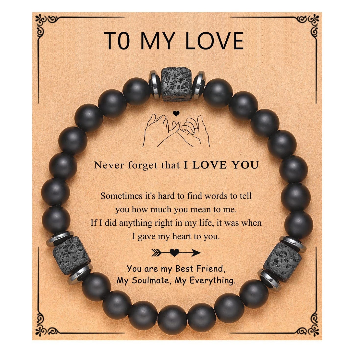 Frosted Square Volcanic Stone Father's Day Bracelets