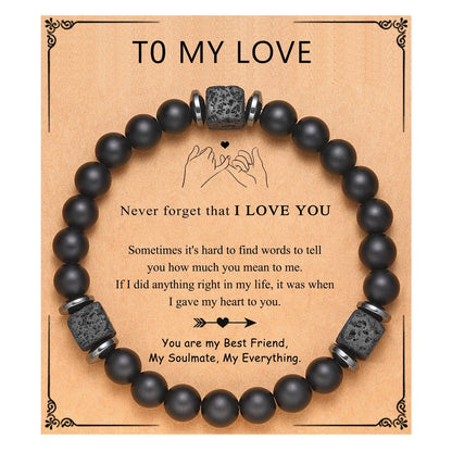 Frosted Square Volcanic Stone Father's Day Bracelets