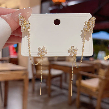 Ear Hanging Female Sier Needle Light Luxury Minority Earrings