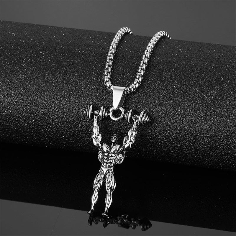 Men's Bodybuilder Pendant Personality Fashion Hip Hop Rap Necklaces