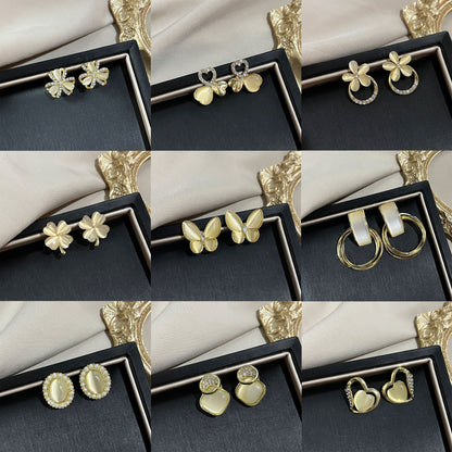 Needle French Opal Simple And Stylish Earrings