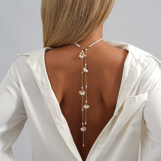 Women's Jewelry Personality Imitation Pearl Tassel Pendant Simple Necklaces