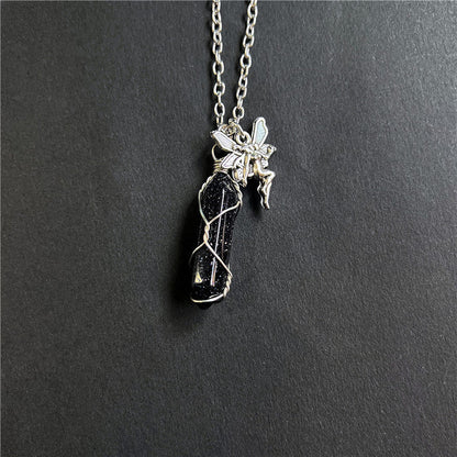 Cute Simple Fairy Crystal With Wings Necklaces