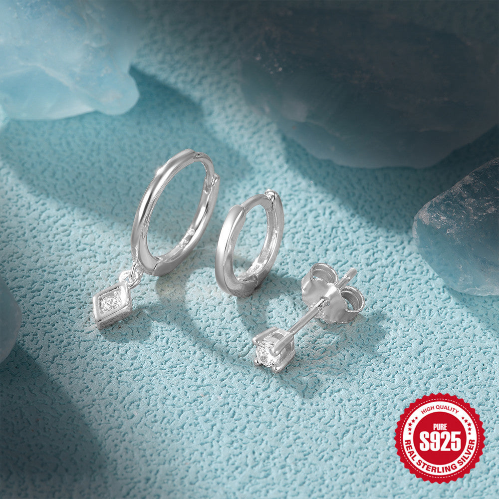 Sier Everyday Style With Diamond Eardrop Earrings