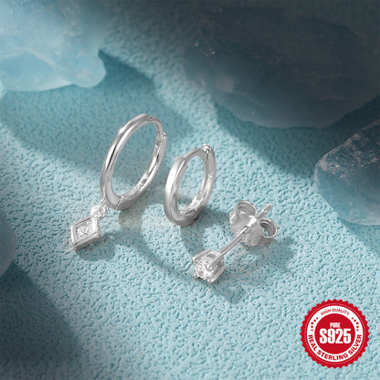 Sier Everyday Style With Diamond Eardrop Earrings