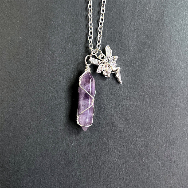 Cute Simple Fairy Crystal With Wings Necklaces