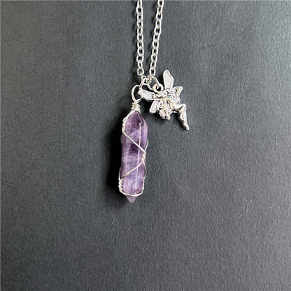 Cute Simple Fairy Crystal With Wings Necklaces