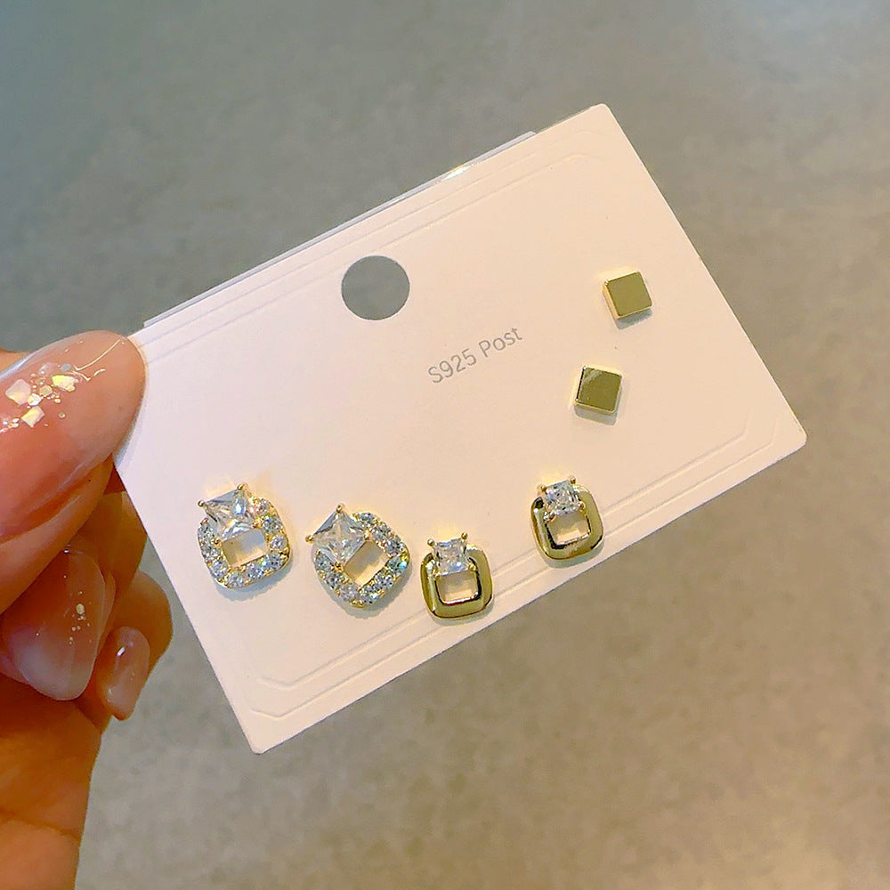 Women's Needle One Card Three Creative Matching Earrings