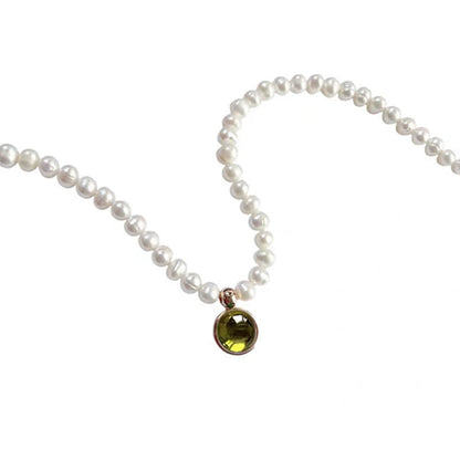 Women's Design Clavicle Chain Birthstone Lucky Stone Necklaces