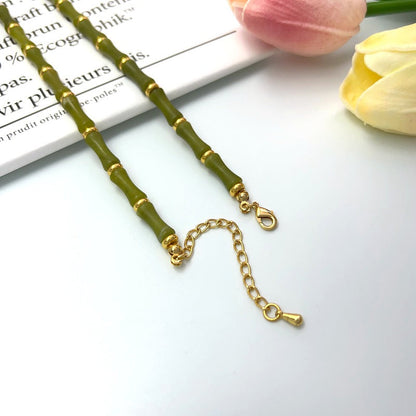 Chinese Style Design Fresh Olive Green Jade Festival Beaded Necklaces