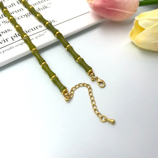 Chinese Style Design Fresh Olive Green Jade Festival Beaded Necklaces