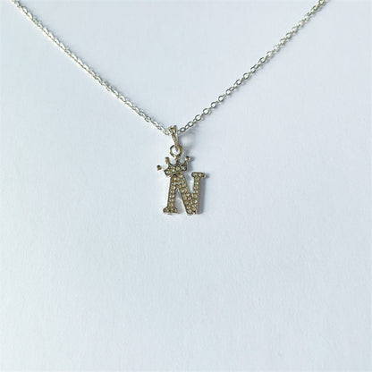 English Letters Full Diamond Pendant Simple Necklaces