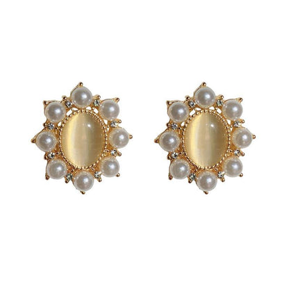 Needle French Opal Simple And Stylish Earrings