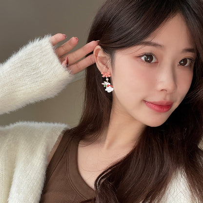 Dripping Oil Cute Bunny Carrot Ear Earrings