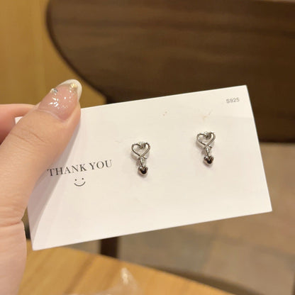 Needle Love Heart Female Short And Simple Earrings