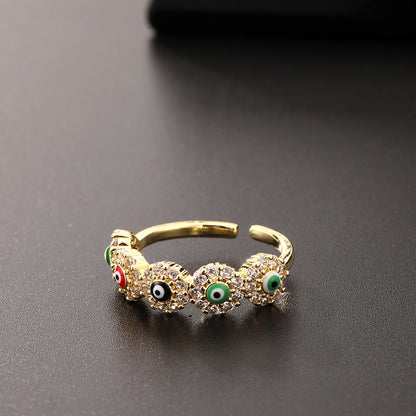 Women's Eye Colorful Oil Eyes Gold Plated Rings