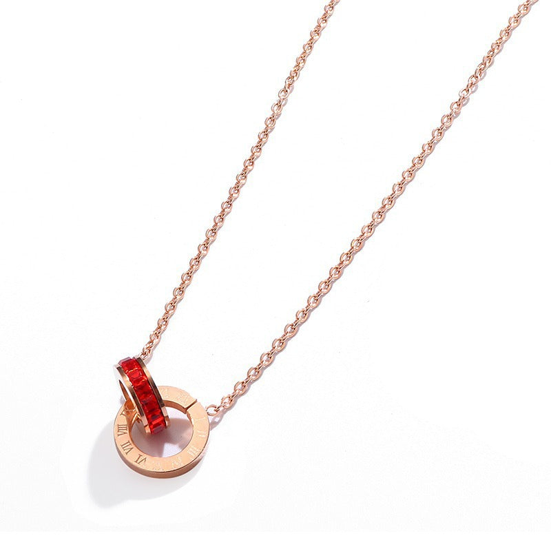 Women's Digital Double Rose Gold Titanium Steel Necklaces