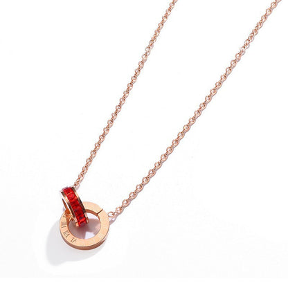 Women's Digital Double Rose Gold Titanium Steel Necklaces
