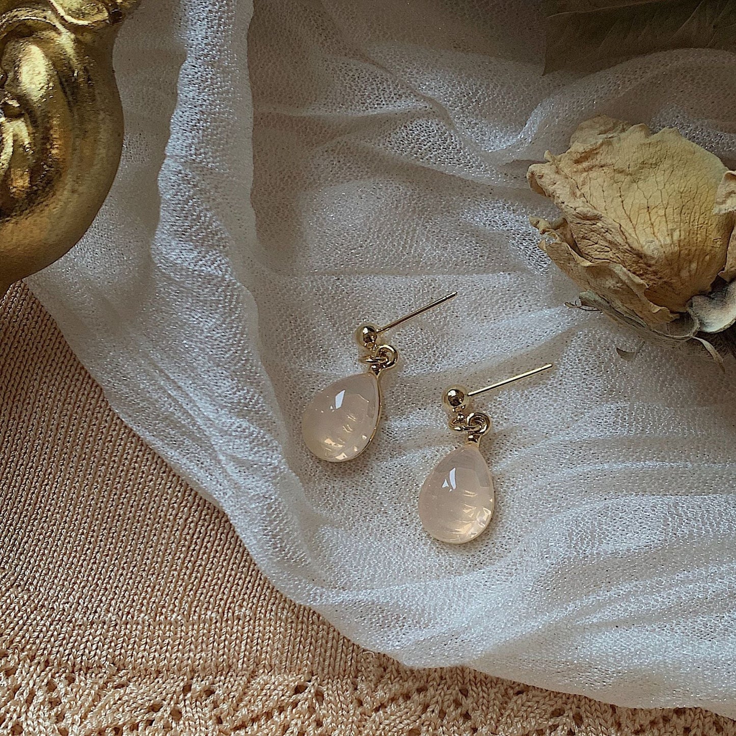 Painting Mist Blue And Orange Raindrop Earrings