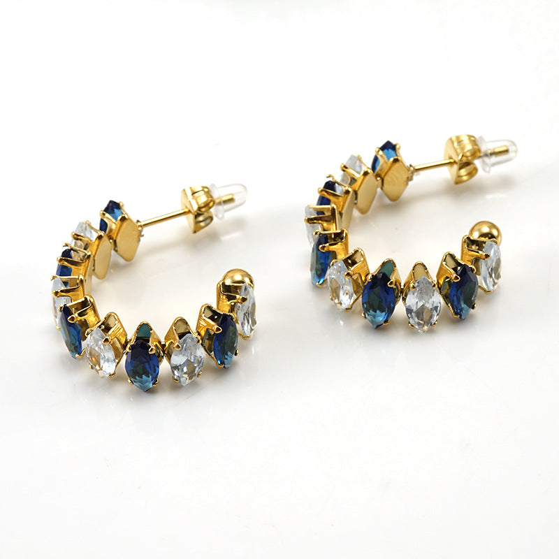 Women's Rhinestone Ear South America Fashionable Golden Titanium Light Rings