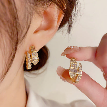 Women's Zircon Snake-shaped Small Ear Personalized Niche Design Earrings