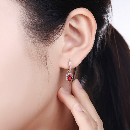 Clip Simulation Sapphire Ruby Tourmaline Female Earrings