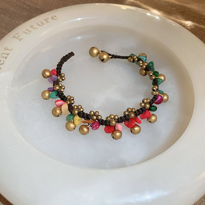 Round Beads Geometric Creative Design Double Layer Braided Rope Bracelets