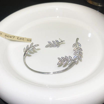 Women's Willow Leaf Ear Hanging Clip Integrated Earrings