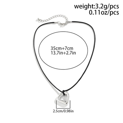 Ornament Simple Geometric Heart Shape Hollow Out Pendant Necklaces