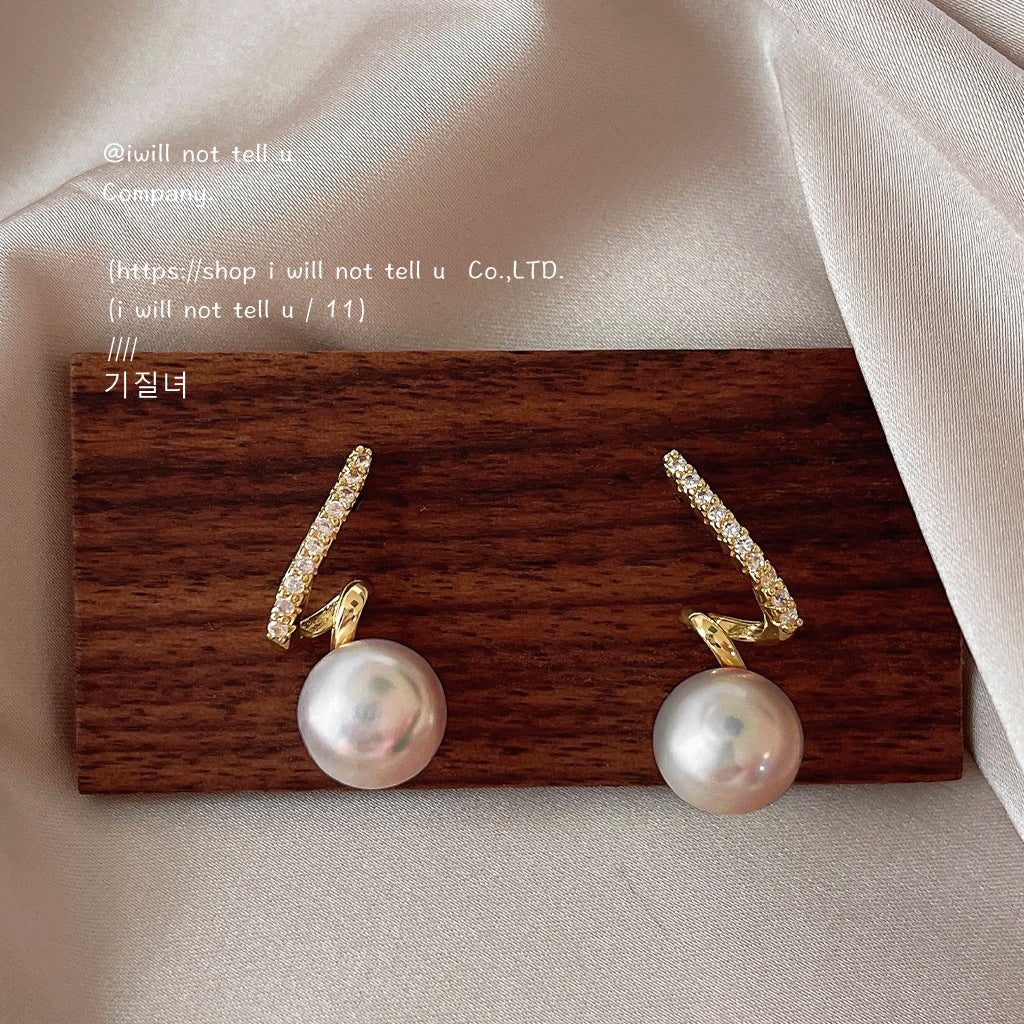 Micro Inlaid Zircon Sier Needle Plated Geometric Earrings