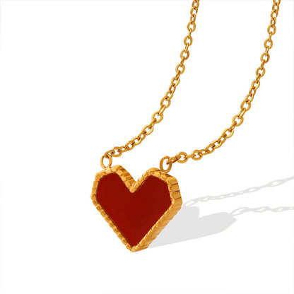 Heart Clavicle Chain Titanium Steel Gold-plated Vintage Peach Necklaces