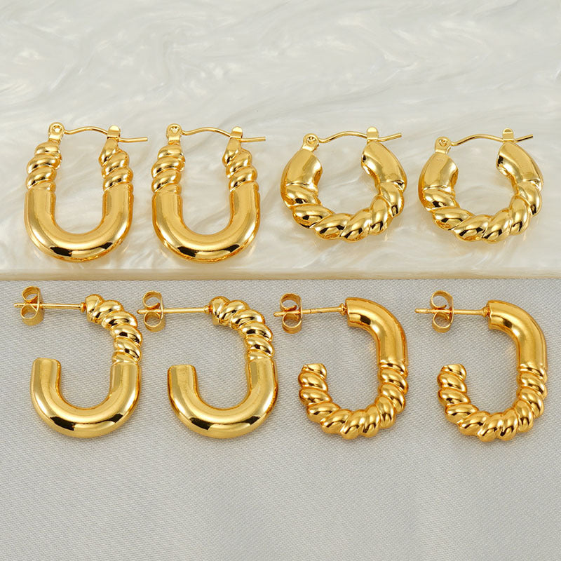 Stainless Steel Gold-plated Retro Personalized High-grade Earrings