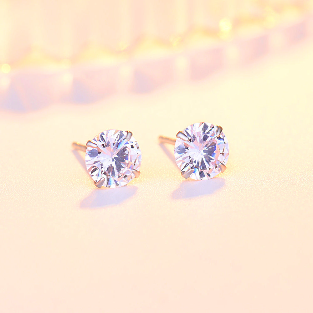 Women's Sterling Sier Needle Simple Niche Zircon Earrings