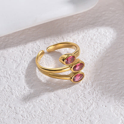 Gold-plated Leaf-shaped Titanium Personality Creative Opening Rings