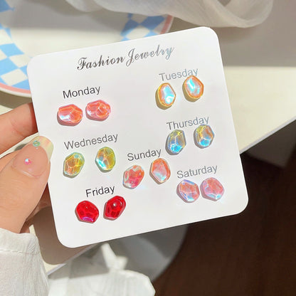 Style Colorful Small Stone Female Sweet Earrings