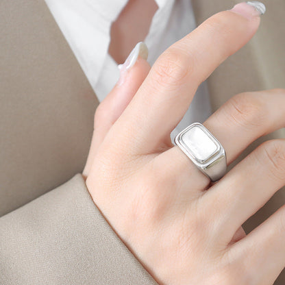 Style Inlaid White Sea Shell Female Titanium Rings