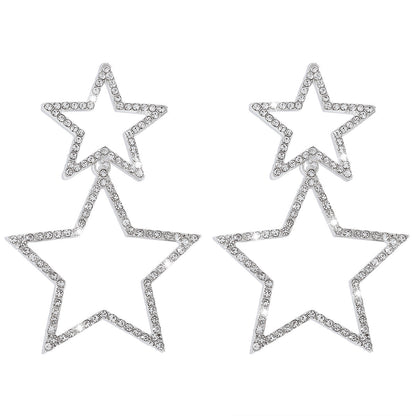 Women's Sexy Group Style Fashion Rhinestone Five-pointed Earrings