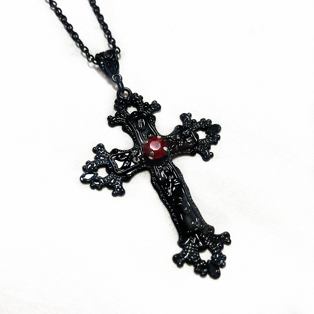 Black Cross Diamond Gothic Punk Aesthetic Necklaces