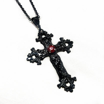 Black Cross Diamond Gothic Punk Aesthetic Necklaces