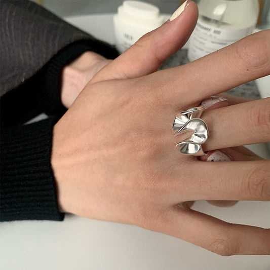 Design Sterling Sier Lotus Leaf Wave Female Rings